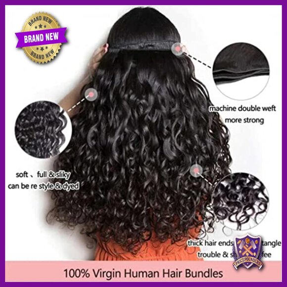Brazilian Water Wave Human Hair Bundles 4 Count 18-24 Inch Extensions